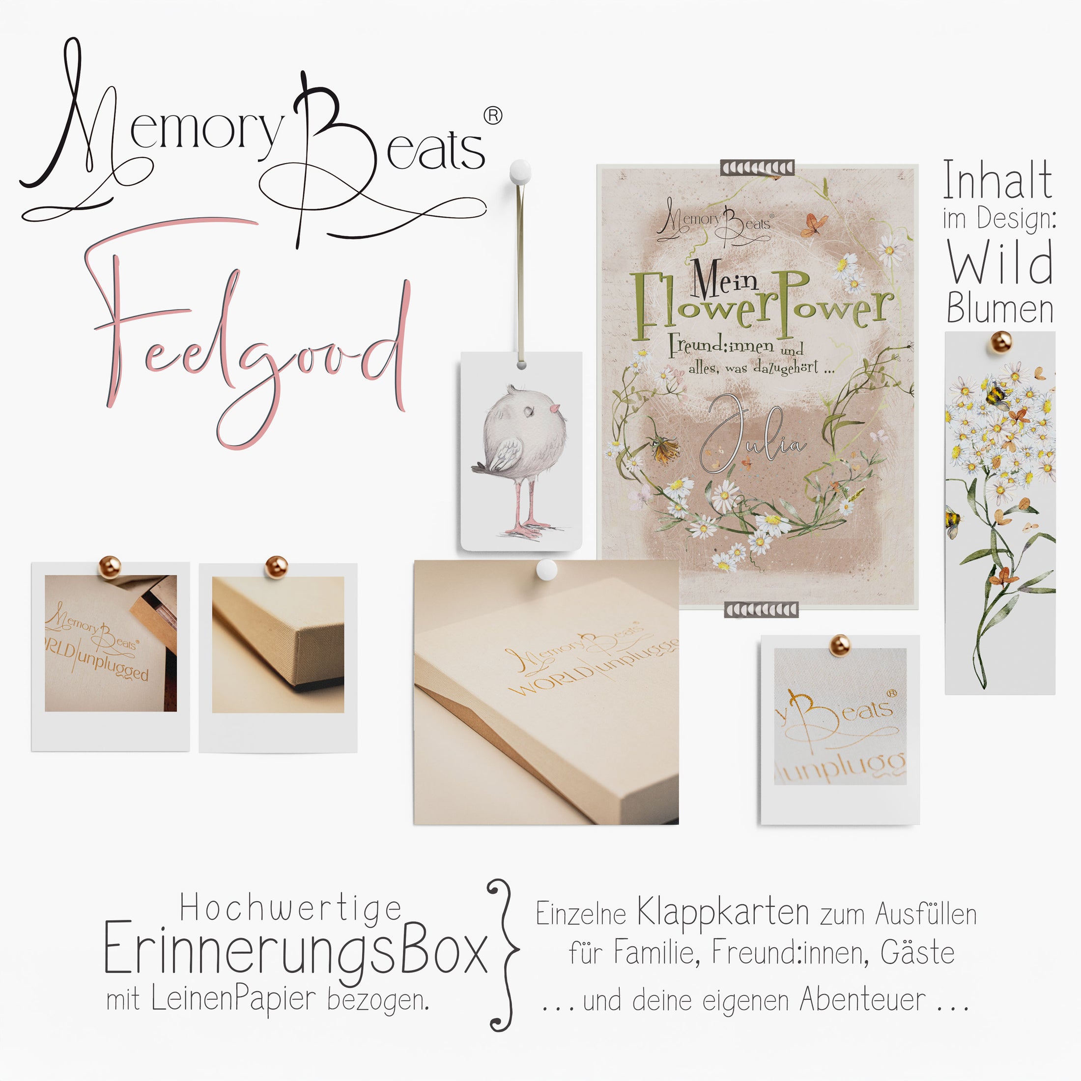 Zeitreise: Freunde- & Abenteuerbox - Motiv: Wildblumen für Erwachsene -  Das perfekte Geschenk mit 15 Foldern.